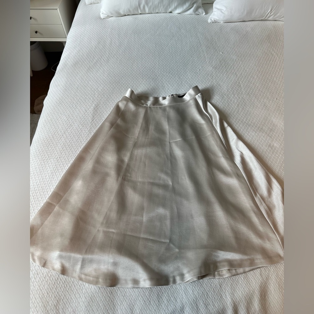Beautiful Shimmery Cream A-line Skirt (midi-length).